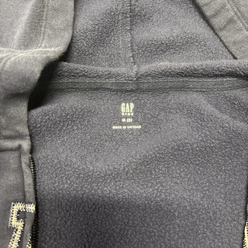 GAP Kids Navy Blue Full Zip Hoodie Logo Sweatshirt Size Medium 8